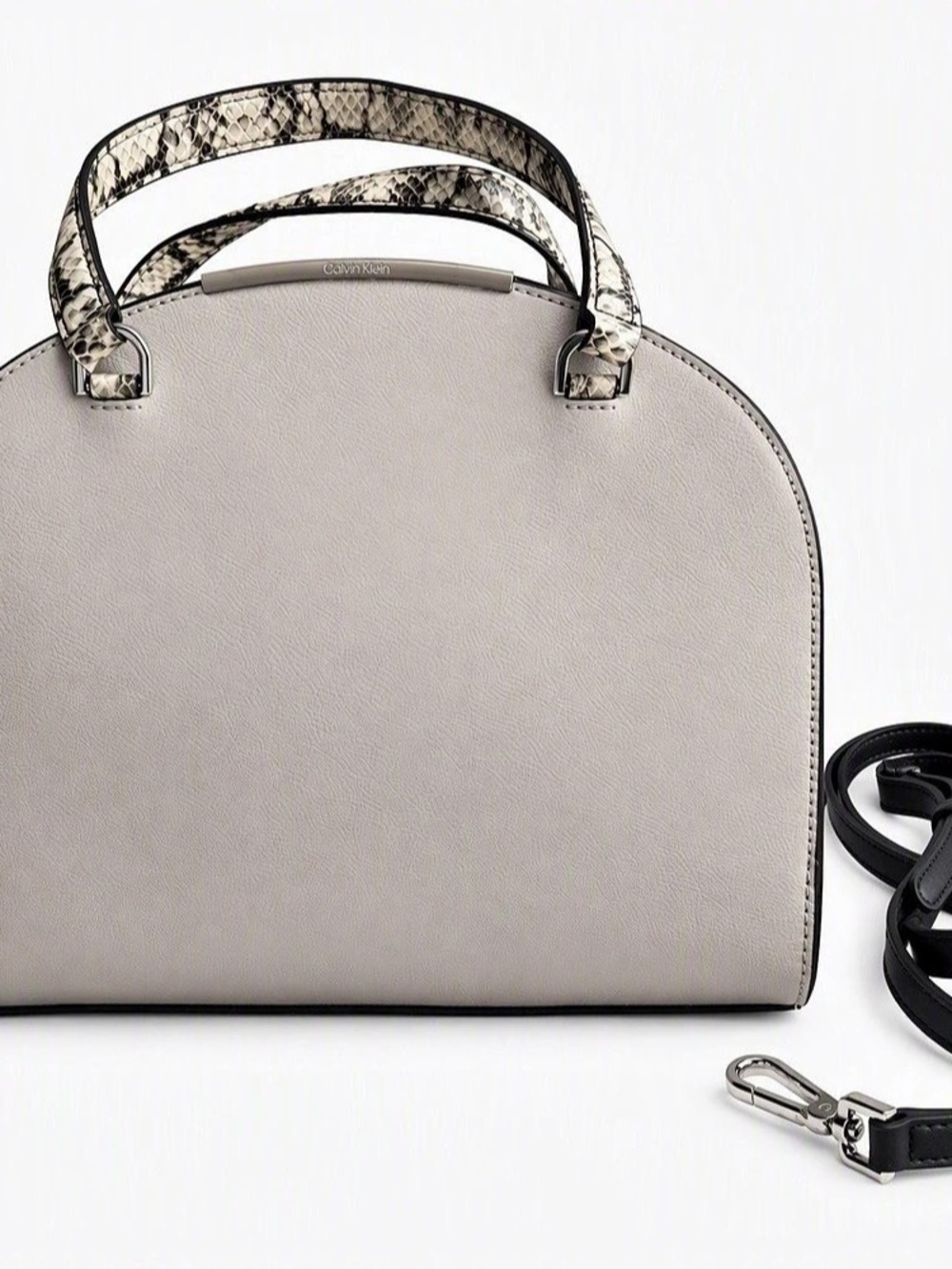 Calvin Klein Structured Satchel in Gray & Black